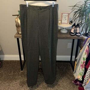 Lauren Ralph Lauren Gray Heathered Wool High Waist Trouser Pants Size 16